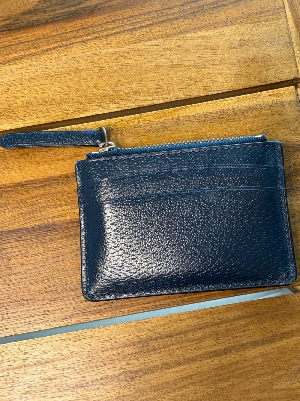 Kate Spade Jeanna Small Zip Card Holder in Petrol Blue Leather